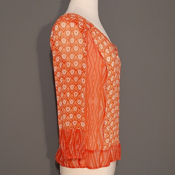 Lucky Brand Women's Caley Sheer Mixed Printed Top - Picture 5 of 14